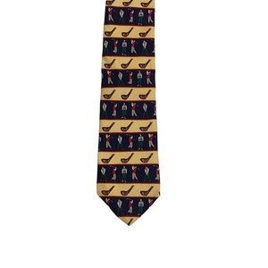 Alynn Head Down Follow Through Vintage Golfer Golf Club Mens Neck Tie